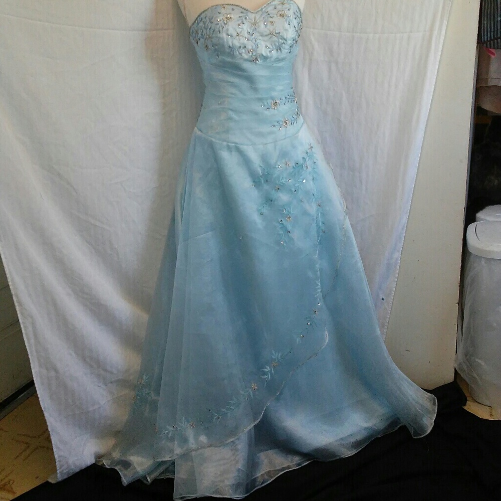 Cinderella ball gown baby blue color. Fits like a size 8 women’s.